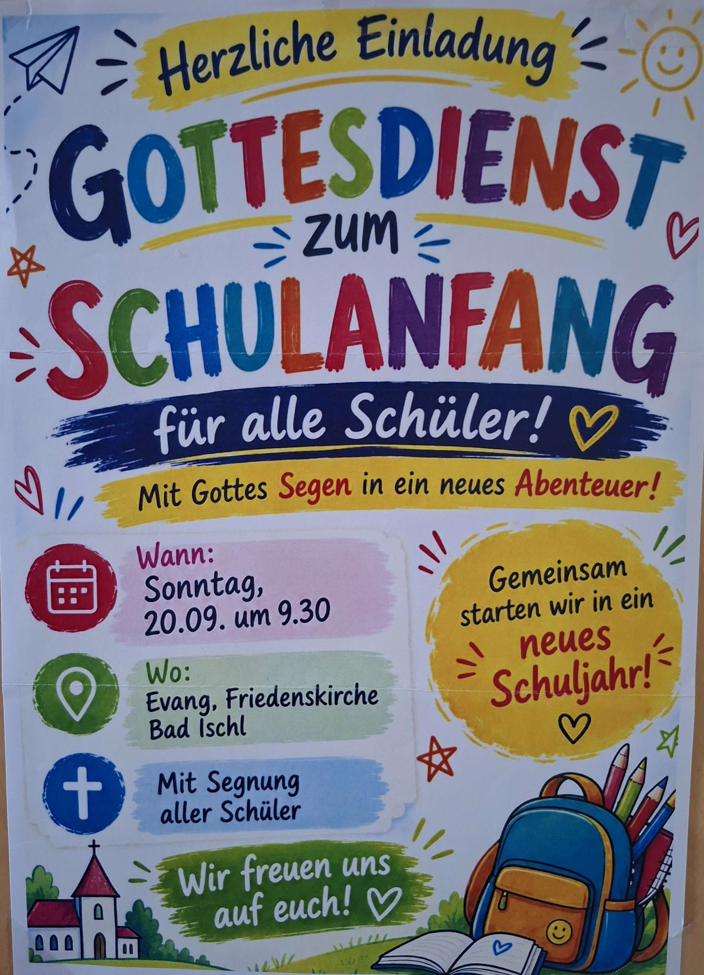 Einladung Schulstart-Gottesdienst